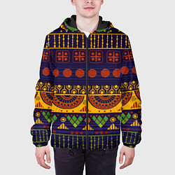 Куртка с капюшоном мужская Африканский узор, цвет: 3D-черный — фото 2