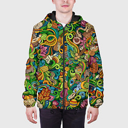 Куртка с капюшоном мужская Тибетский коллаж, цвет: 3D-черный — фото 2