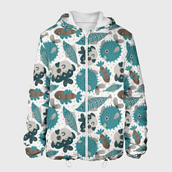 Куртка с капюшоном мужская Экзотическая рыба морей, цвет: 3D-белый