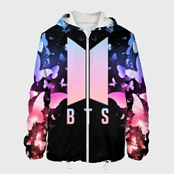 Куртка с капюшоном мужская BTS: Black Butterflies, цвет: 3D-белый