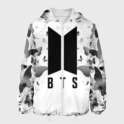 Куртка с капюшоном мужская BTS: Grey Butterflies, цвет: 3D-белый