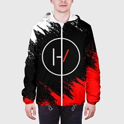 Куртка с капюшоном мужская 21 Pilots: Black & Red, цвет: 3D-белый — фото 2
