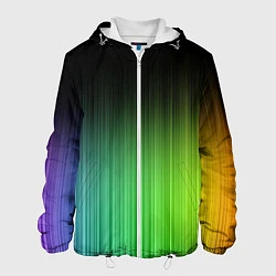 Куртка с капюшоном мужская Неоновые полосы - Минимализм, цвет: 3D-белый