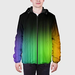 Куртка с капюшоном мужская Неоновые полосы - Минимализм, цвет: 3D-черный — фото 2