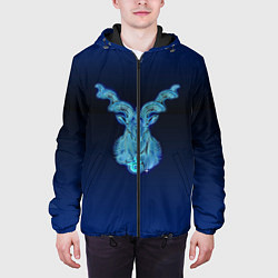 Куртка с капюшоном мужская Знаки Зодиака Козерог, цвет: 3D-черный — фото 2