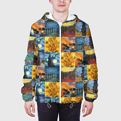 Куртка с капюшоном мужская Картины Ван Гога, цвет: 3D-белый — фото 2