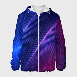 Куртка с капюшоном мужская Фиолетово 3d волны 2020, цвет: 3D-белый