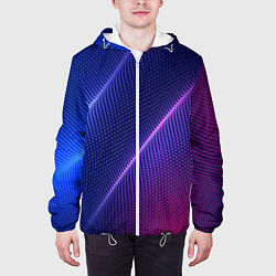 Куртка с капюшоном мужская Фиолетово 3d волны 2020, цвет: 3D-белый — фото 2