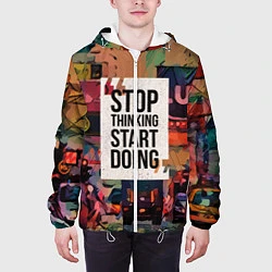 Куртка с капюшоном мужская Stop thinking Start doing, цвет: 3D-белый — фото 2