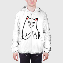 Куртка с капюшоном мужская Meme Cat, цвет: 3D-белый — фото 2