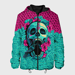 Куртка с капюшоном мужская Неоновый череп, цвет: 3D-черный