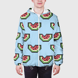 Куртка с капюшоном мужская Пиксельный арбуз, цвет: 3D-белый — фото 2