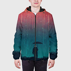 Куртка с капюшоном мужская Космический Дождь, цвет: 3D-черный — фото 2