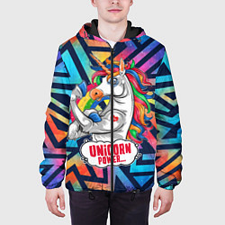 Куртка с капюшоном мужская Unicorn Power Единорог, цвет: 3D-черный — фото 2