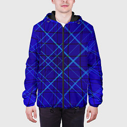 Куртка с капюшоном мужская Сине-черная геометрия 3D, цвет: 3D-черный — фото 2