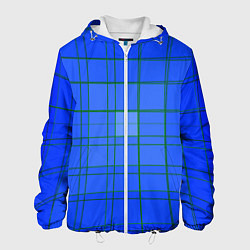 Куртка с капюшоном мужская Геометрия синяя 3D, цвет: 3D-белый