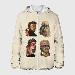 Куртка с капюшоном мужская Настоящие Черепашки, цвет: 3D-белый