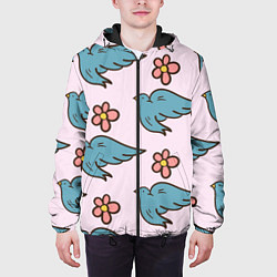Куртка с капюшоном мужская Стайка птиц, цвет: 3D-черный — фото 2