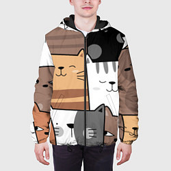 Куртка с капюшоном мужская Котейки, цвет: 3D-черный — фото 2
