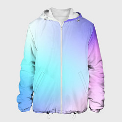 Куртка с капюшоном мужская Небесно голубой градиентный, цвет: 3D-белый