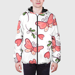 Куртка с капюшоном мужская Бабочки, цвет: 3D-черный — фото 2