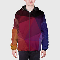 Куртка с капюшоном мужская Полигональный фон, цвет: 3D-черный — фото 2