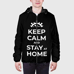 Куртка с капюшоном мужская Keep calm and stay at home, цвет: 3D-черный — фото 2