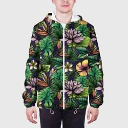 Куртка с капюшоном мужская Летние цветы, цвет: 3D-белый — фото 2