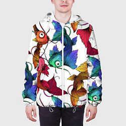 Куртка с капюшоном мужская Рыбки кои, цвет: 3D-белый — фото 2