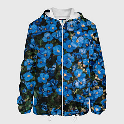 Куртка с капюшоном мужская Поле синих цветов фиалки лето, цвет: 3D-белый
