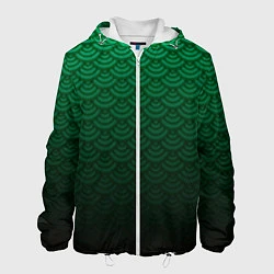 Куртка с капюшоном мужская Узор зеленая чешуя дракон, цвет: 3D-белый