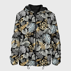 Куртка с капюшоном мужская Серебряные листочки, цвет: 3D-черный