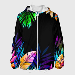 Куртка с капюшоном мужская Тропическая Ночь, цвет: 3D-белый