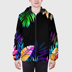 Куртка с капюшоном мужская Тропическая Ночь, цвет: 3D-черный — фото 2