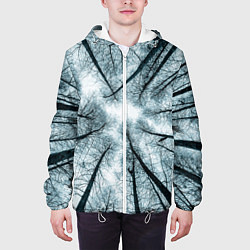 Куртка с капюшоном мужская Деревья вид снизу мрачный, цвет: 3D-белый — фото 2