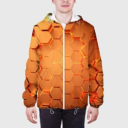 Куртка с капюшоном мужская Золотые 3D плиты, цвет: 3D-белый — фото 2