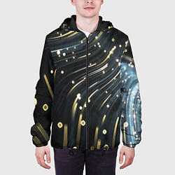 Куртка с капюшоном мужская Абстракция искры полосы боке, цвет: 3D-черный — фото 2