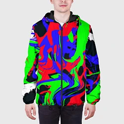 Куртка с капюшоном мужская Абстрактные краски, цвет: 3D-черный — фото 2