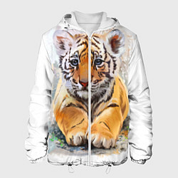 Куртка с капюшоном мужская Tiger Art, цвет: 3D-белый
