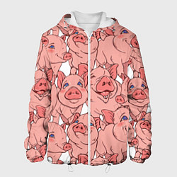 Куртка с капюшоном мужская Свиньи, цвет: 3D-белый