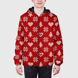 Куртка с капюшоном мужская Красный рождественский свитер, цвет: 3D-черный — фото 2