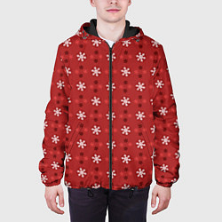 Куртка с капюшоном мужская Снежинки, цвет: 3D-черный — фото 2