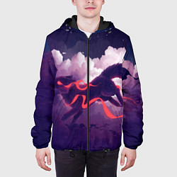 Куртка с капюшоном мужская Лиса бежит по облакам, цвет: 3D-черный — фото 2