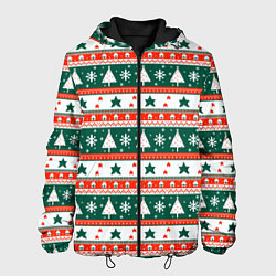 Куртка с капюшоном мужская Новогодний орнамент, цвет: 3D-черный