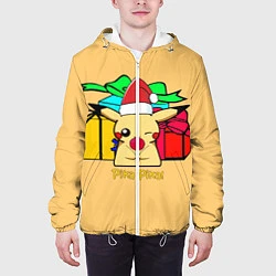 Куртка с капюшоном мужская New Year Pikachu, цвет: 3D-белый — фото 2