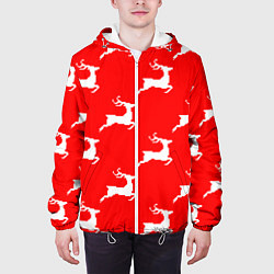 Куртка с капюшоном мужская Новогодние олени, цвет: 3D-белый — фото 2