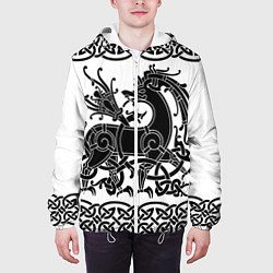 Куртка с капюшоном мужская Вендельский олень чёрный 3D, цвет: 3D-белый — фото 2
