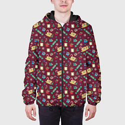 Куртка с капюшоном мужская Friends Новогодний бардовый, цвет: 3D-черный — фото 2