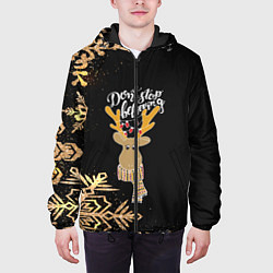 Куртка с капюшоном мужская Новогодний Олень, цвет: 3D-черный — фото 2