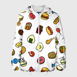 Куртка с капюшоном мужская Разная Еда, цвет: 3D-белый